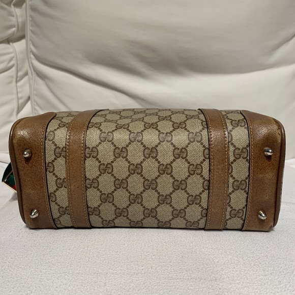 🔴SOLD🔴Vintage Gucci Boston Brown GG Monogram Bag - Picture 4 of 8